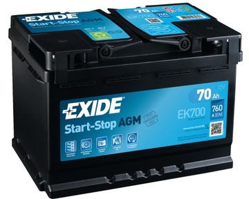 Акумулятор EXIDE AGM EK700 70AH 760a
