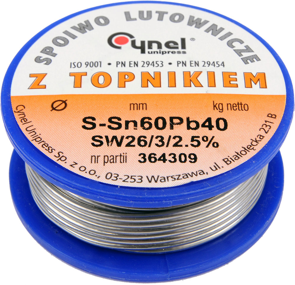

Cyna Z Topnikiem 0,7mm 0,70mm 1KG SN60PB40 1000g