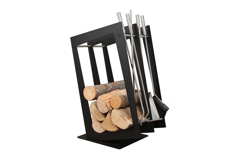 @ ZESTAW KOMINKOWY prostokąt czarny AKCESORIA kosz Marka Metal błysk