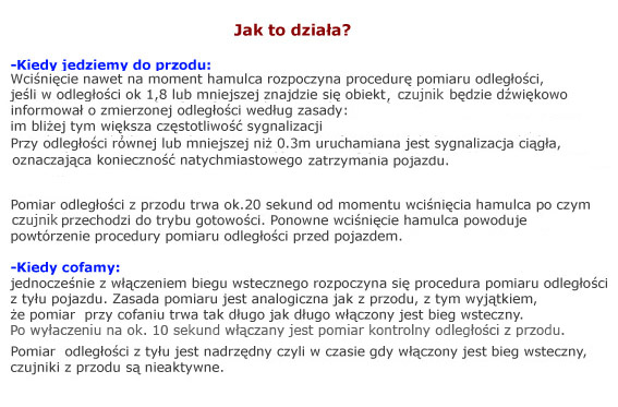 CZUJNIKI COFANIA PARKOWANIA RTX PRZOD i TYL EXTRA Brand other