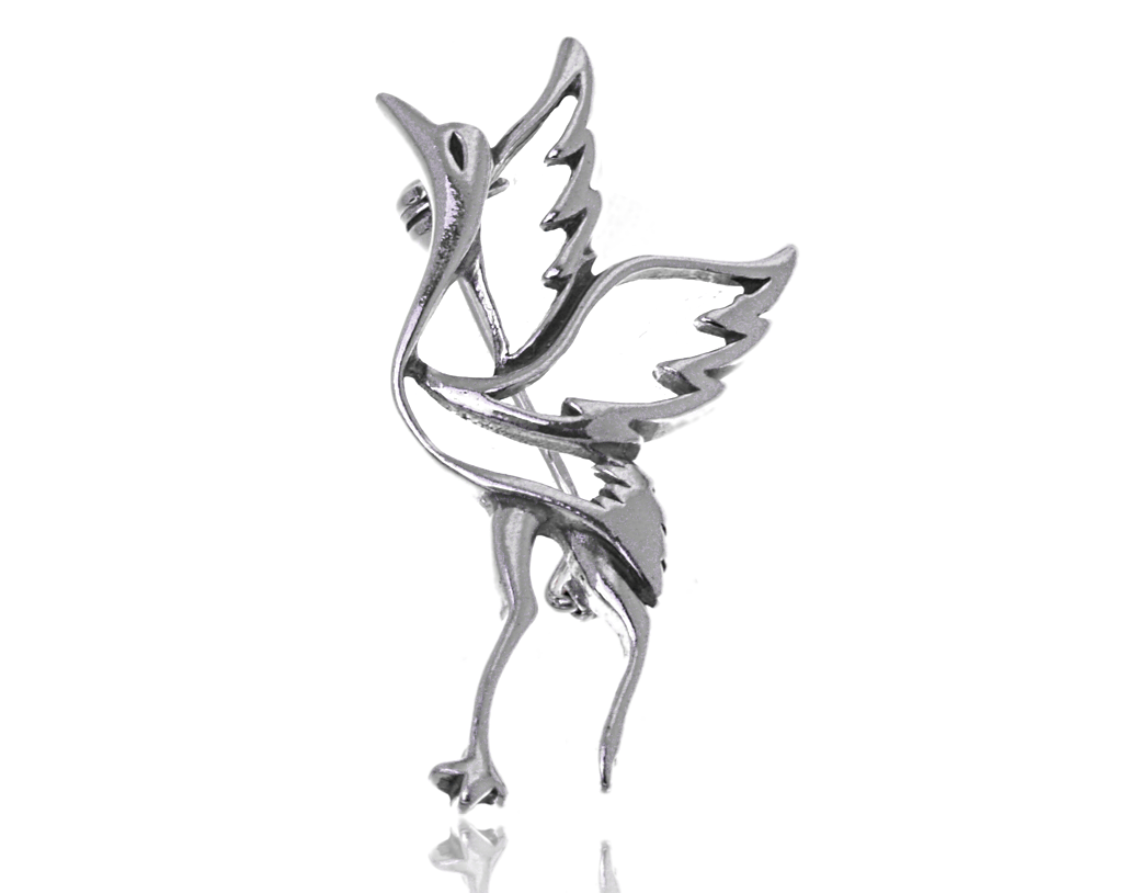

Srebrna Elegancka Broszka Bocian Czapla Srebro 925