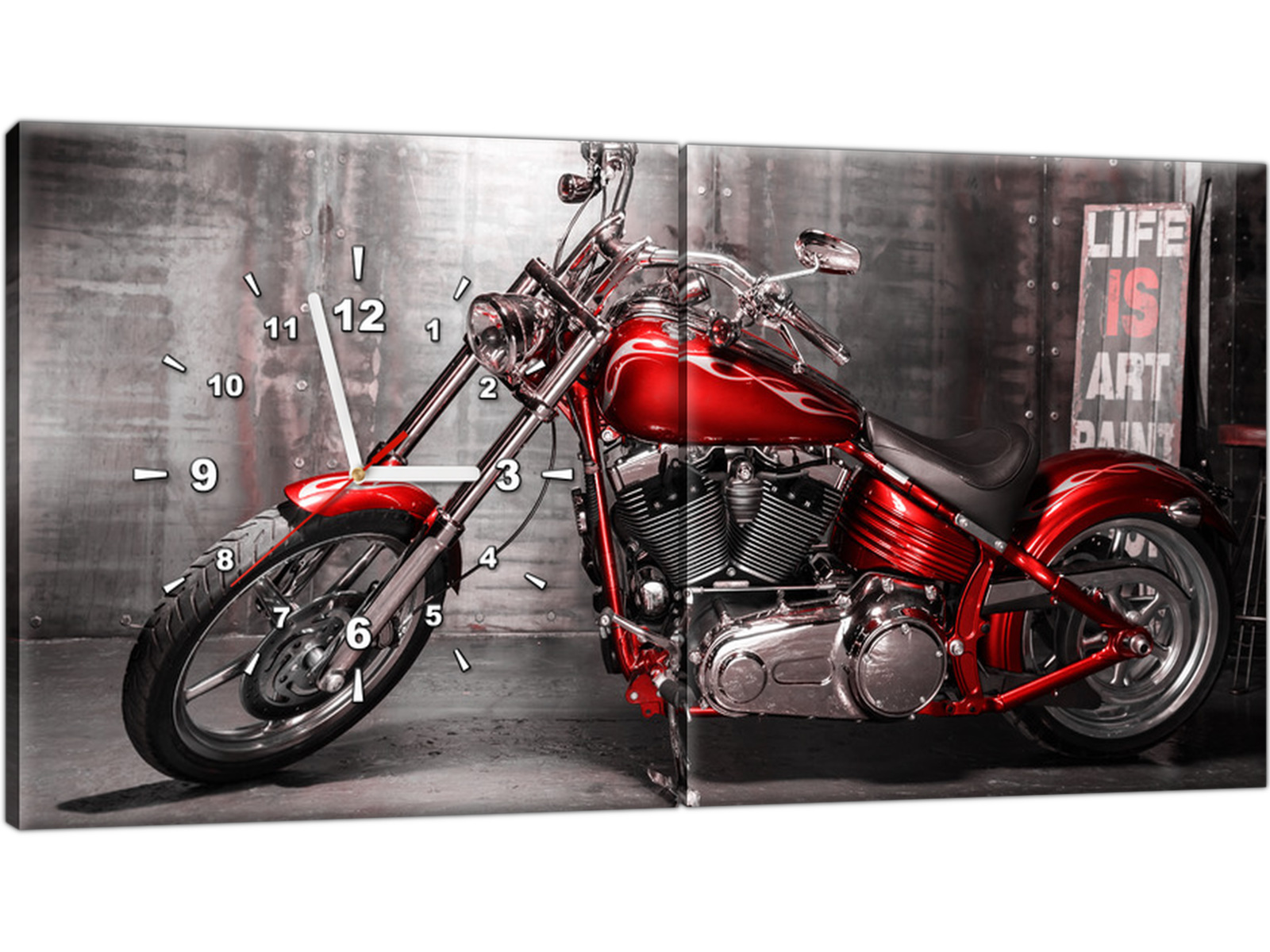 

Zegar na ścianę 80x40 Motor Motocykl Obraz zegarem