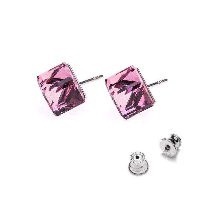 

Srebrne 925 kolczyki z kr. Swarovski Cube 8mm Lr