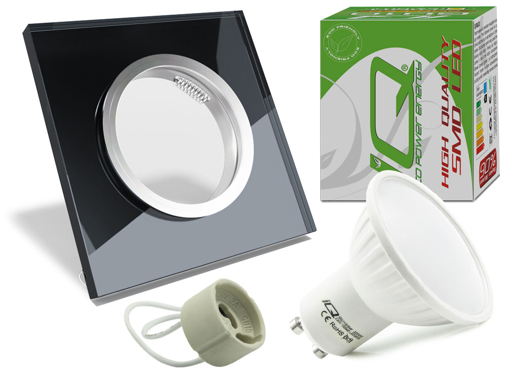ZESTAW OPRAWA SZKLANA SUFITOWA + GU10 5W LED CW