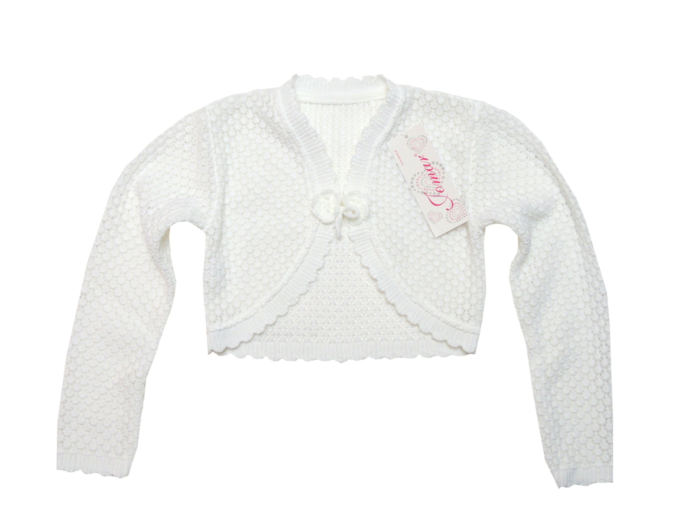 Jomar 622 białe bolerko ażurkowe 146 A Rozmiar 146