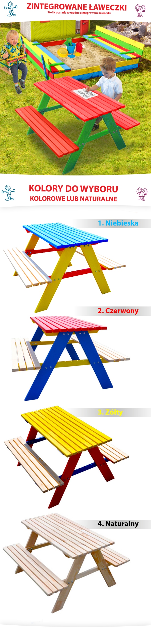 STOLIK Z ŁAWECZKAMI DLA DZIECI PIASKOWNICA 120CM Rodzaj Stolik z ławką