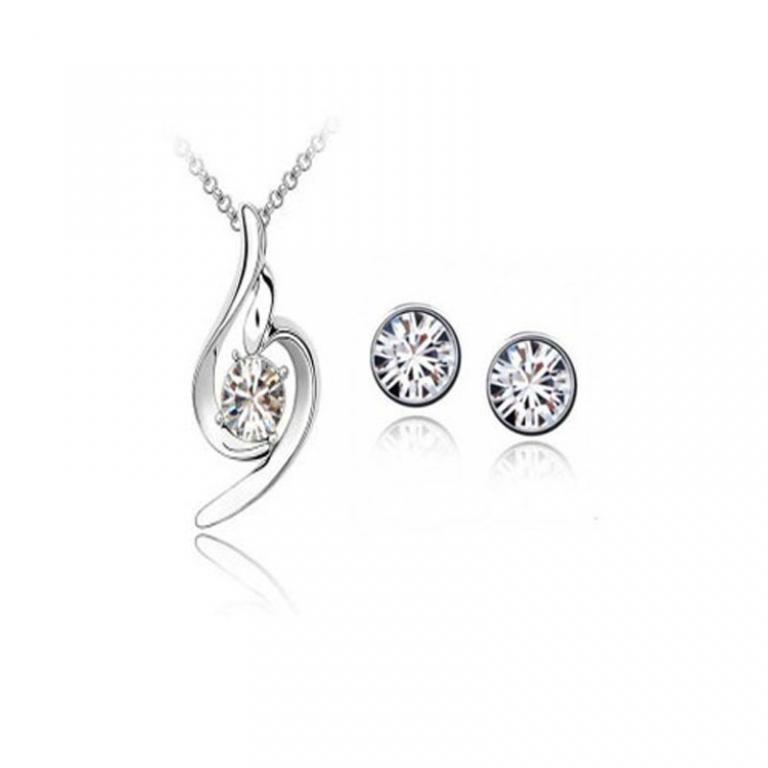 

Komplet biżuterii Swarovski 18K Białe złoto serce