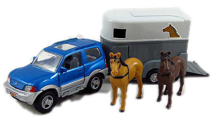 

Mitsubishi Pajero Metal 1:32 Przyczepka Z Końmi