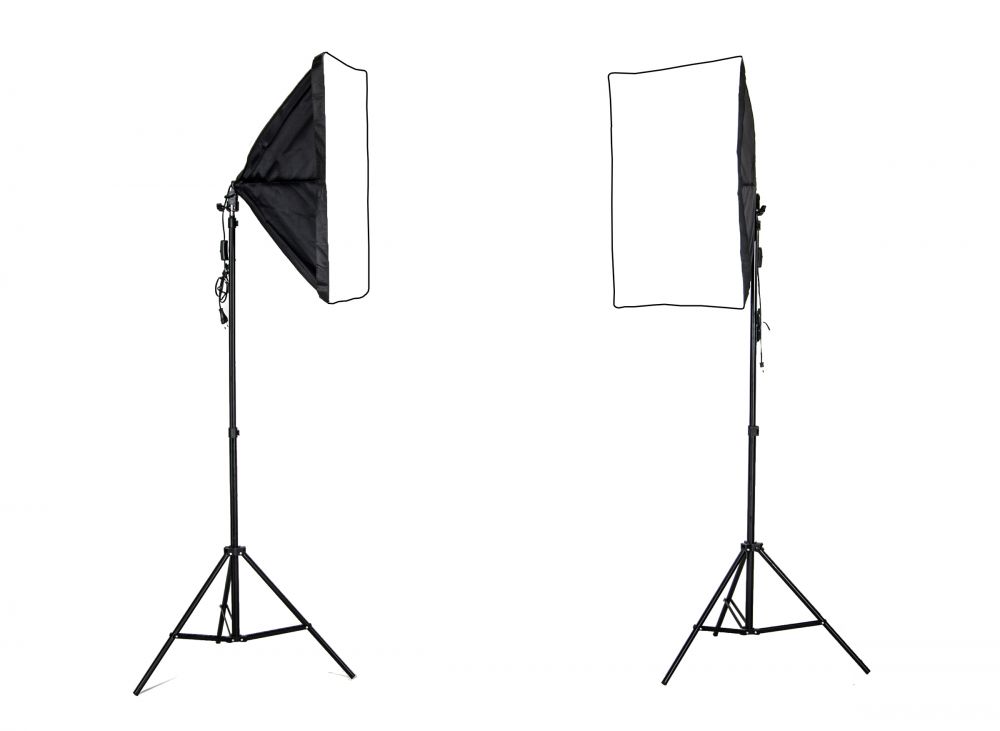 2 LAMPY FOTOGRAFICZNE SOFTBOX 50X70cm 400W STATYWY Kod producenta 3689