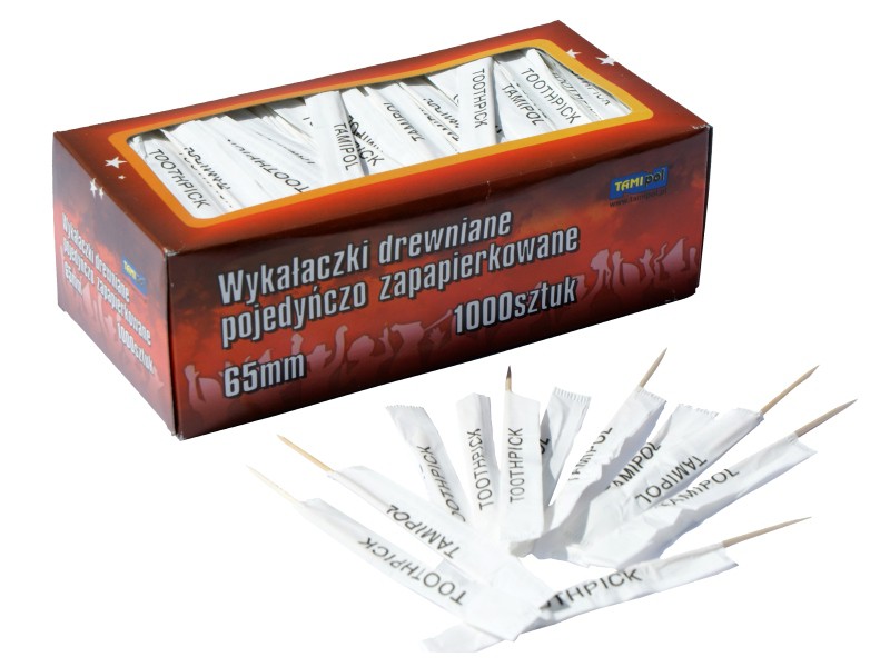 

Wykałaczki drewniane pakowane pojedynczo 1000s Łdź