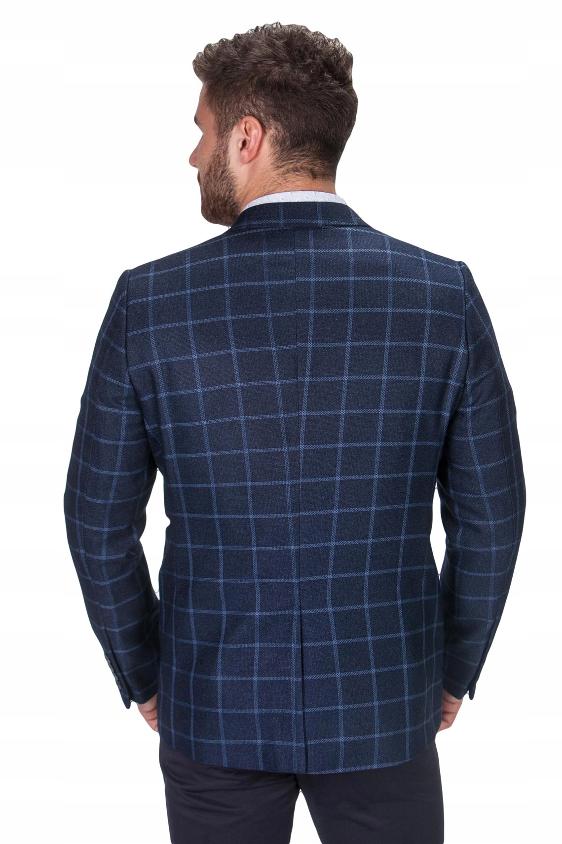 Marynarka granat krata 3378-13 rozm.64 3xl Rozmiar 64