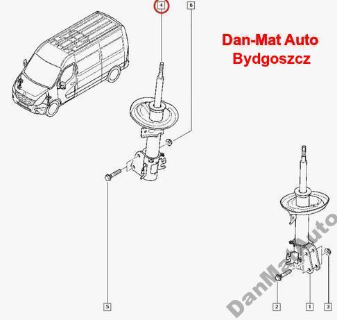 AMORTYZATOR RENAULT MASTER MOVANO PRZÓD 2.3DCI 10- Strona zabudowy przód