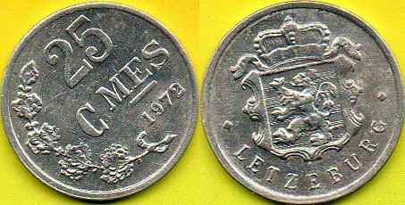 LUKSEMBURG 25 Centimes 1972 r.