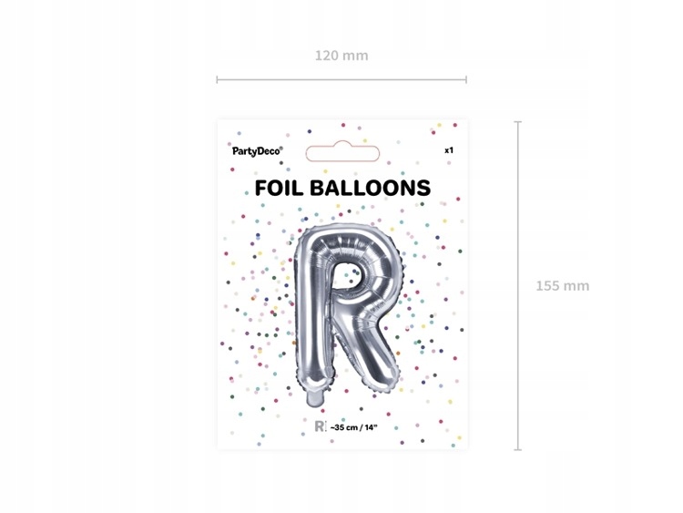 Balon foliowy R srebrny 35cm 1szt FB2M-R-018 Kod producenta FB2M-R-018