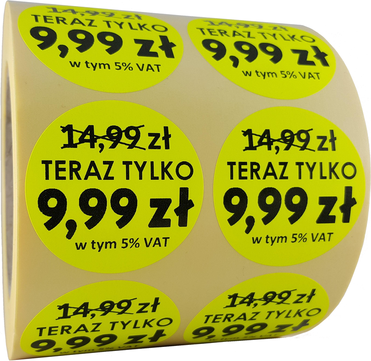 

cenówki reklamówki informacyjne naklejki etykiety