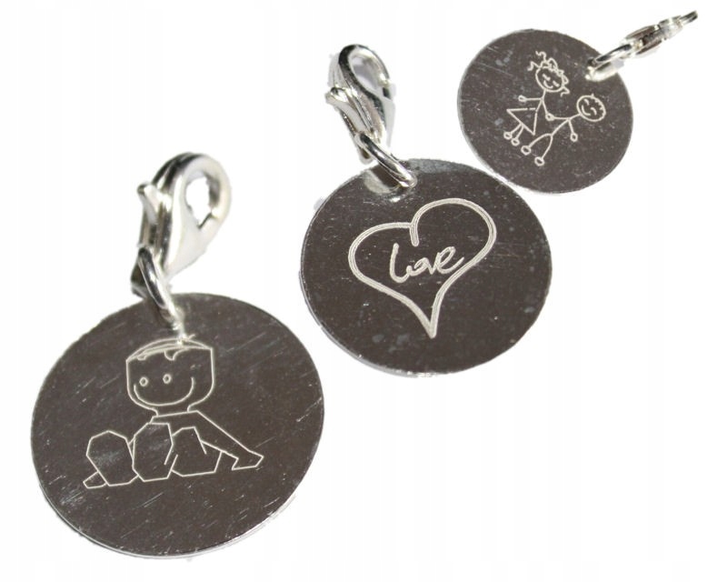 

Zawieszka Charms srebro 925 Grawer Zdjecia Tekstu