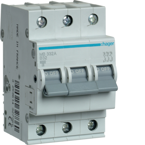 

Wyłącznik nadprądowy Hager B32/3 MB332A 039180