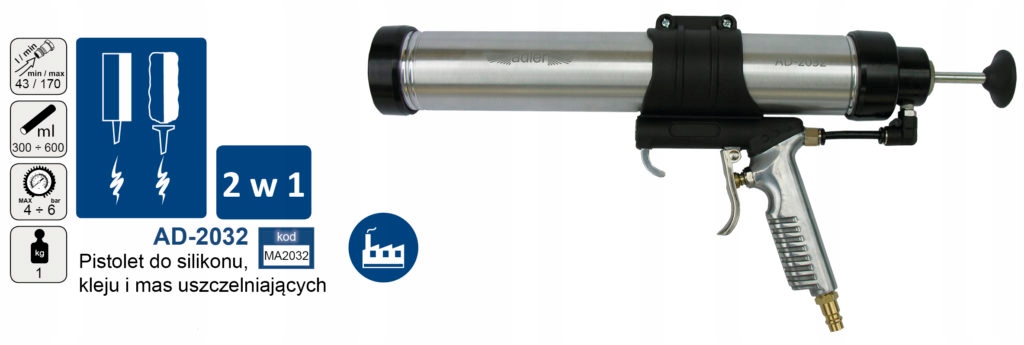 600 PNEUMATIC GUN FOR SILICONE OF THICK MASSES