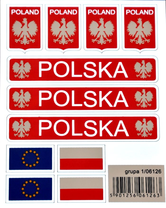 

Naklejka Naklejki Polska Flaga Wstegi Godło Ue