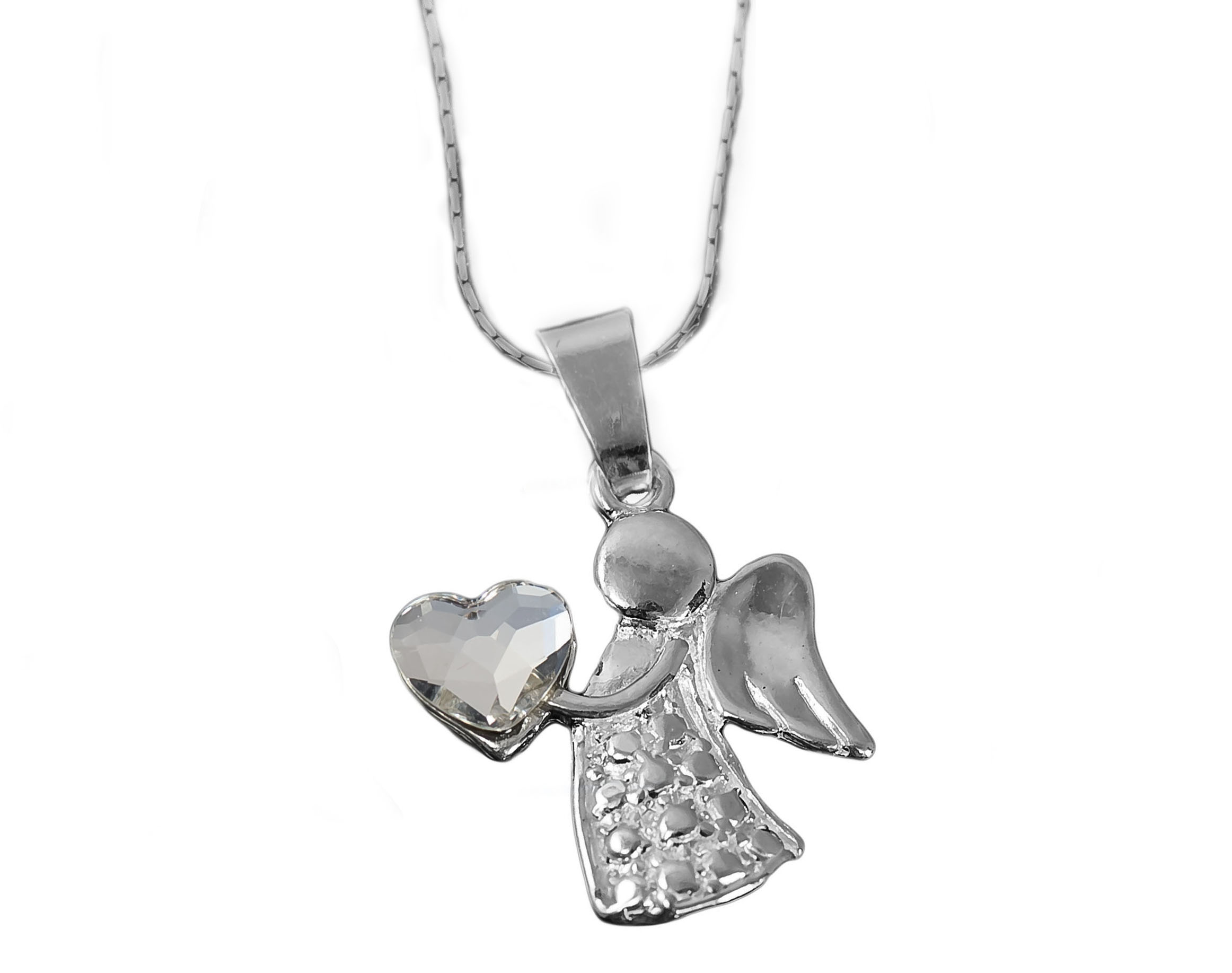 

Naszyjnik Anioł Aniołek ze Sercem Swarovski serce