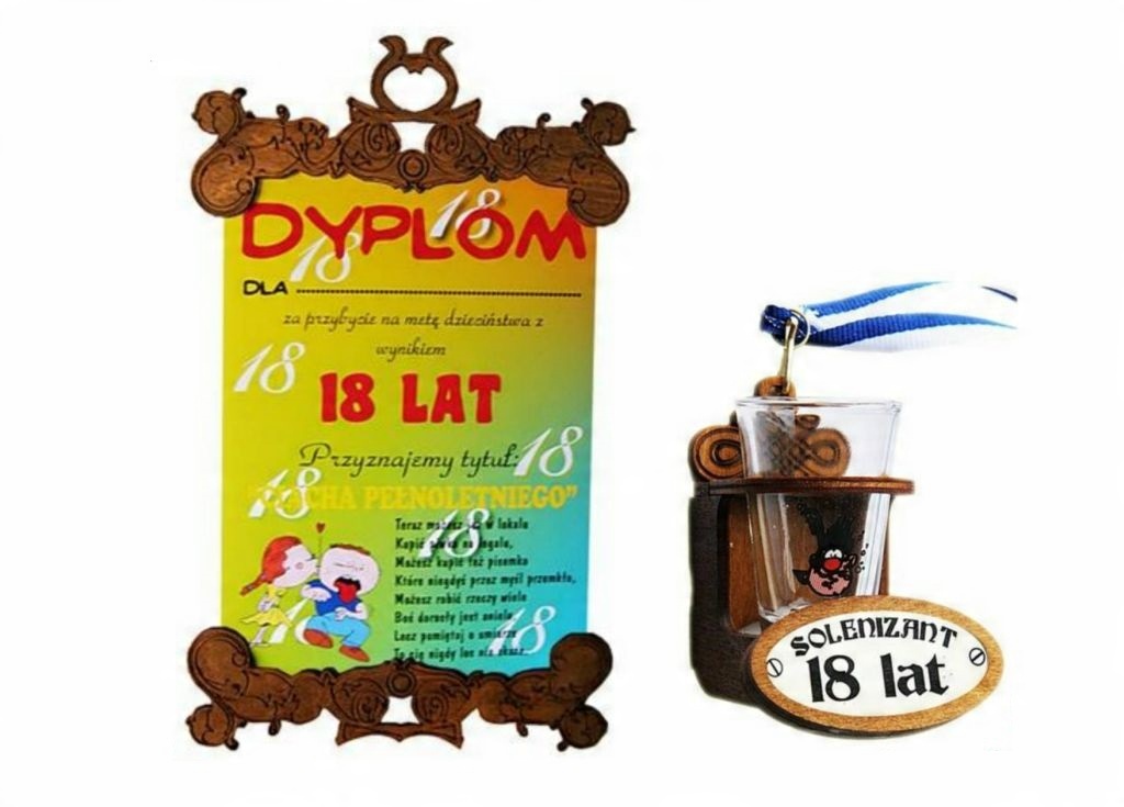 

Dyplom Kieliszek 18 Urodziny Solenizant