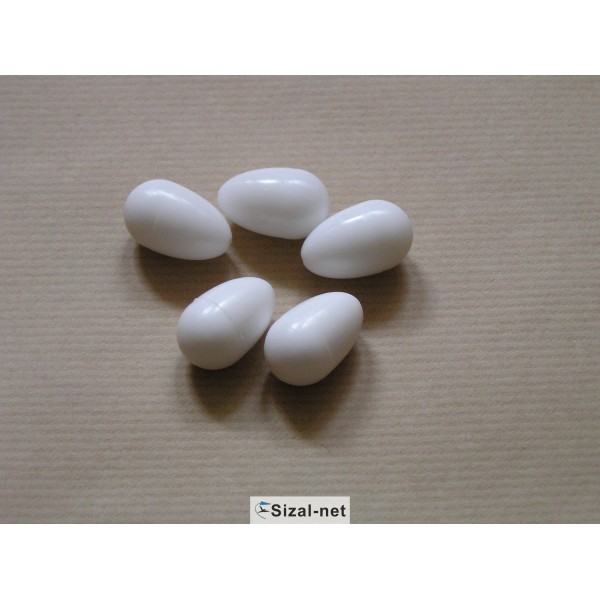 Jaja podkładowe białe z plastiku 5 sztuk,dla papug