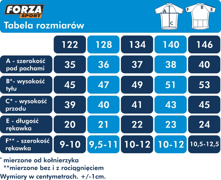 KOSZULKA KOLARSKA FORZA SPORT GEAR 134 Rękaw krótki rękaw