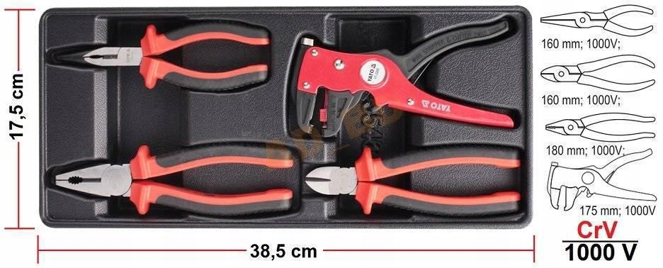 Wkład do szafki SZCZYPCE 4-CZĘŚCI YATO 1000V EAN (GTIN) 5906083554643