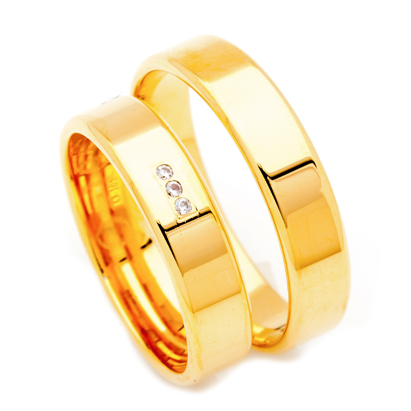 Zlaté 14K Svatební Snubní Prsteny Zirkony id O-101