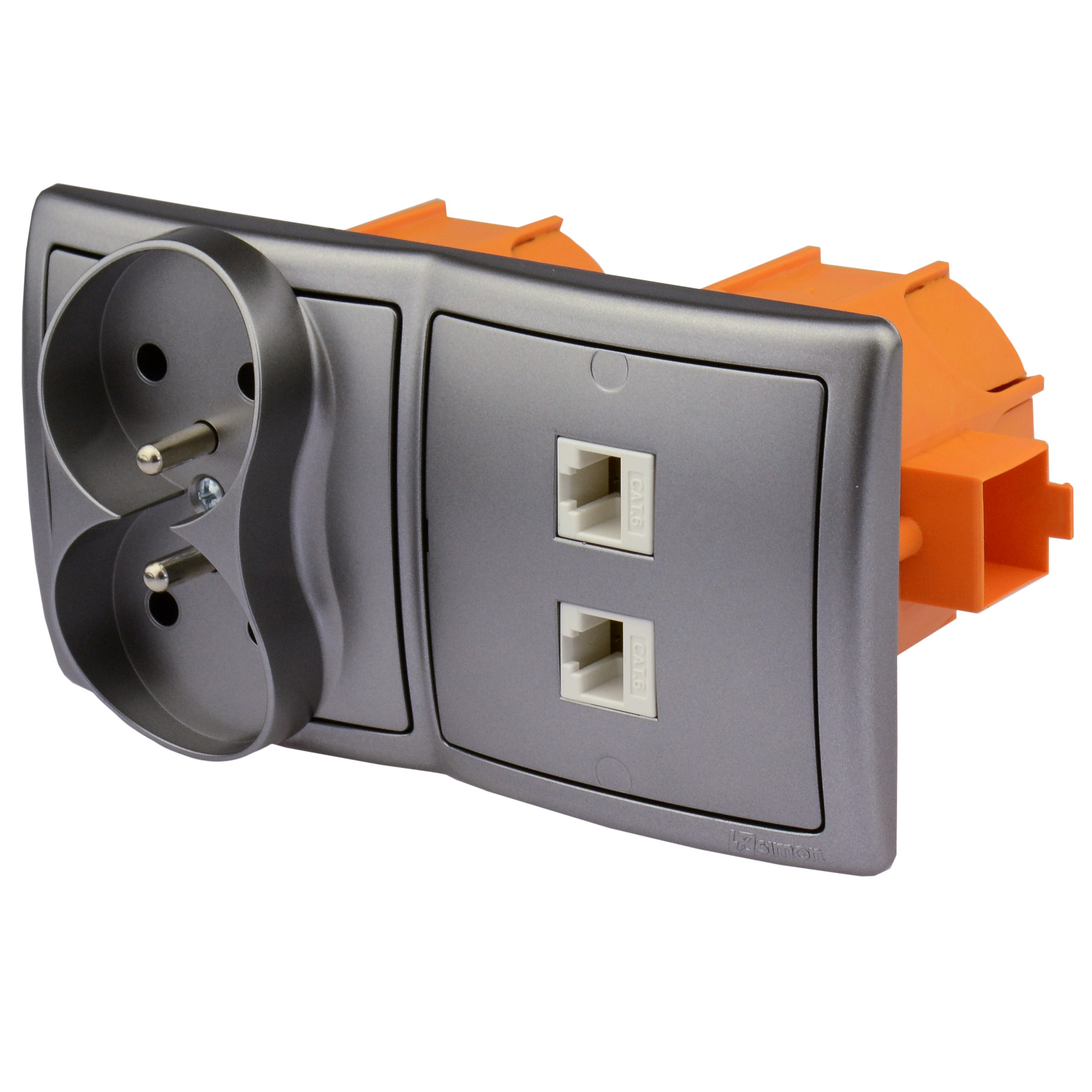 

Gniazdo ścienne 2 internetowe Rj zasilające 230V