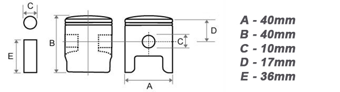 TŁOK CYLINDER ŚWIECA ZESTAW KOSY SPALINOWEJ NAC 40 Typ cylinder