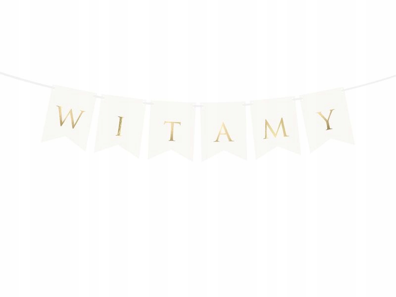 Napis WITAMY biały baner na Wesele Ślub Komunię