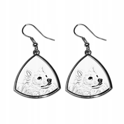 

American eskimo dog Trójkątne kolczyki z nadrukiem