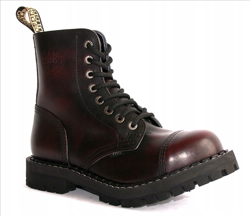 

Glany Steel 8 Dziur Burgundowo Czarne 36-47 Skóra