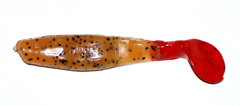 Manns Predator 90mm piaskowy z czarnym brokatem i czerwonym ogonem