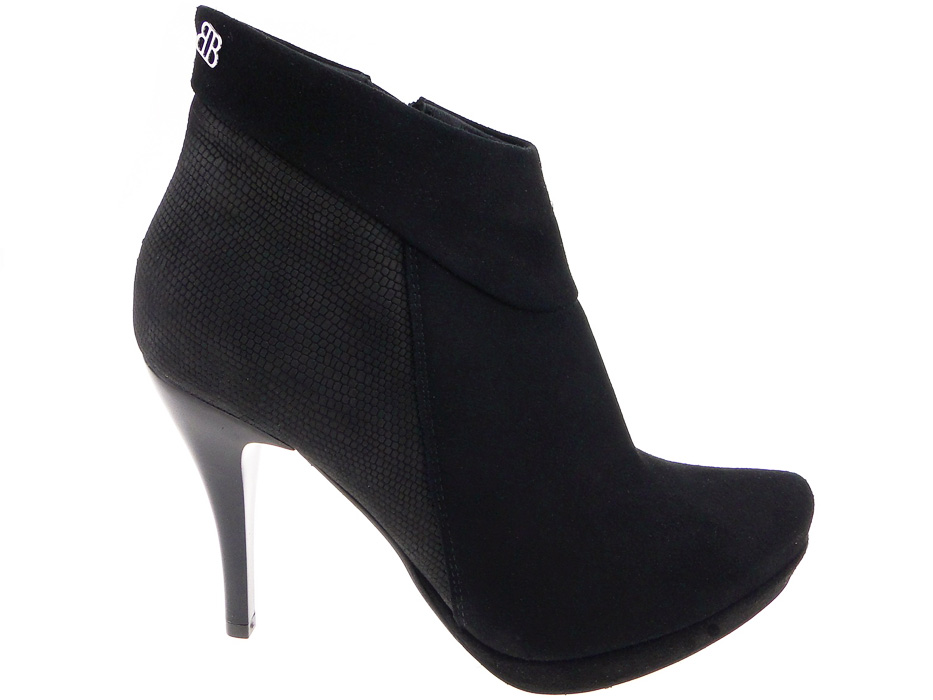 Badura buty botki 7323-69 czarne welur, szpilki 40