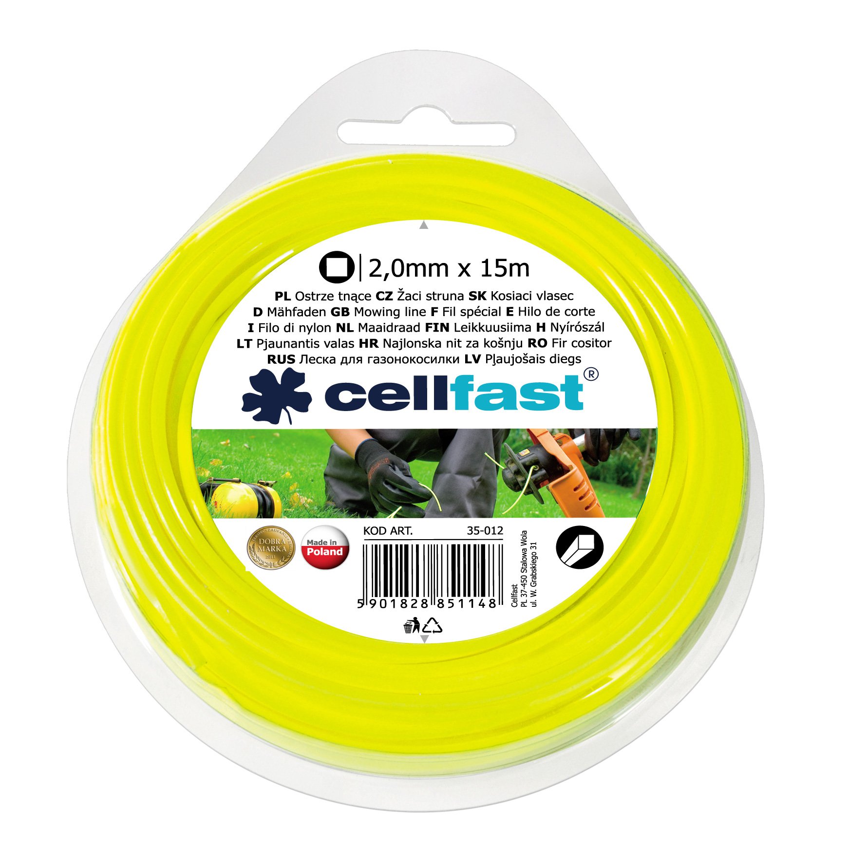 

Cellfast Żyłka kosy podkaszarki kwadrat 2mm x 15m