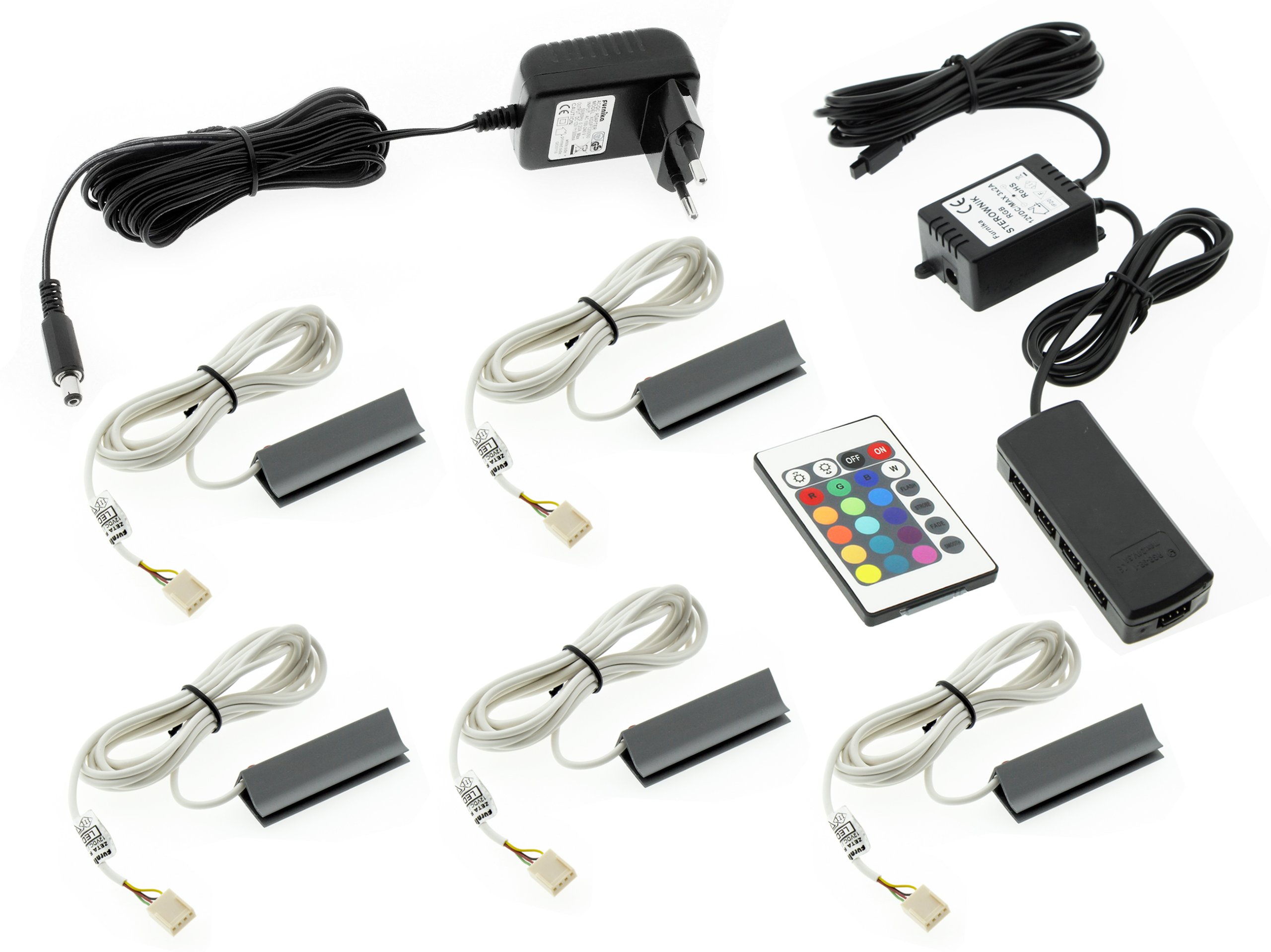

Zestaw 5 x klips Led Pcv Rgb do półek szyb klipsy