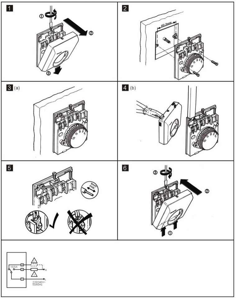 TERMOSTAT POKOJOWY REGULATOR TEMPERATURY BIMETAL Marka TED