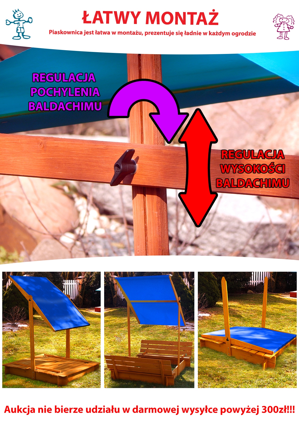 PIASKOWNICA Z ŁAWECZKAMI BALDACHIMEM DLA DZIECI Bohater Inny