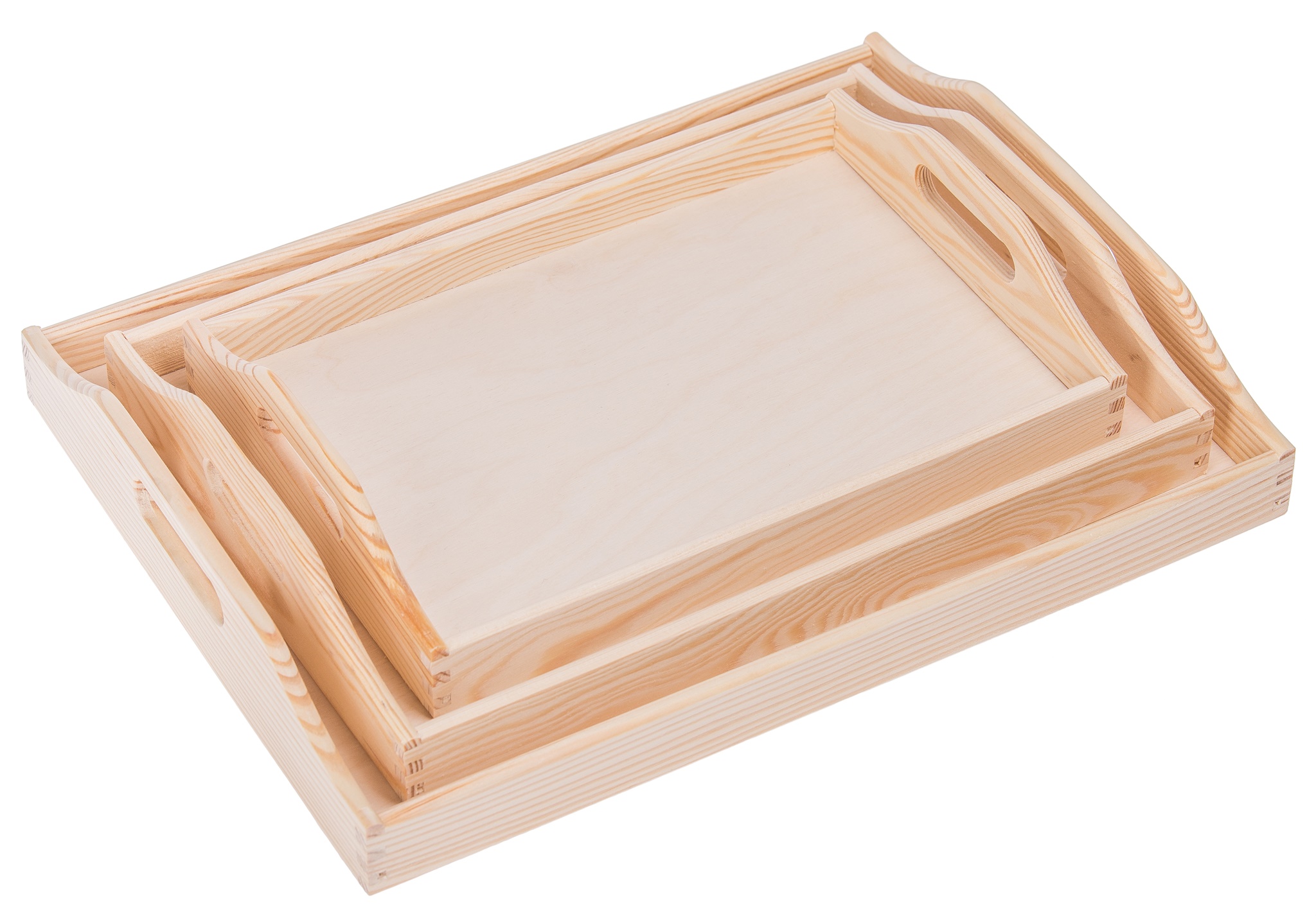 Taca Dřevěná Tacka Kelnerska kpl 3ks Decoupage