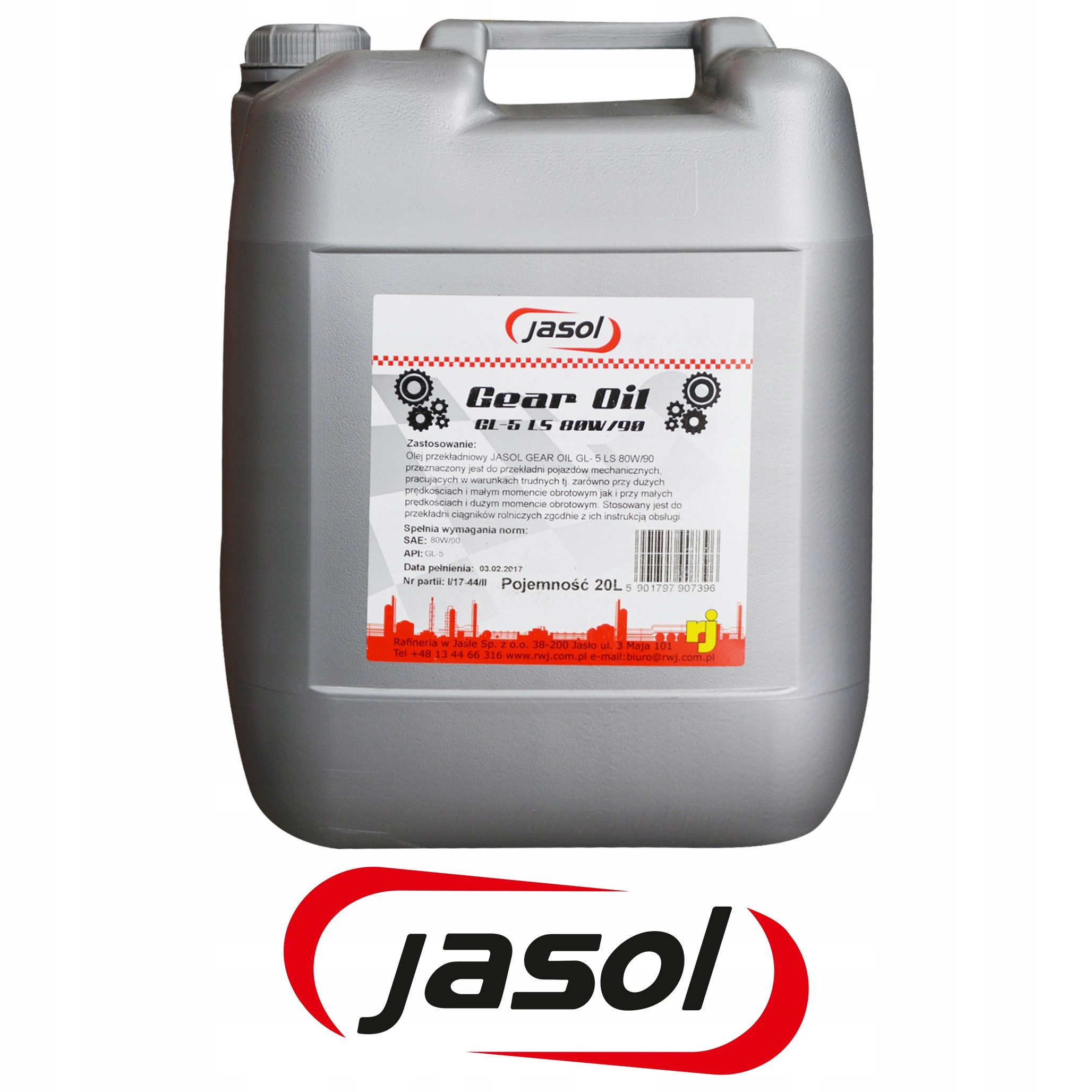 OLEJ PRZEKŁADNIOWY JASOL GL-5 80W90 LS -20 Litrów Producent Jasol