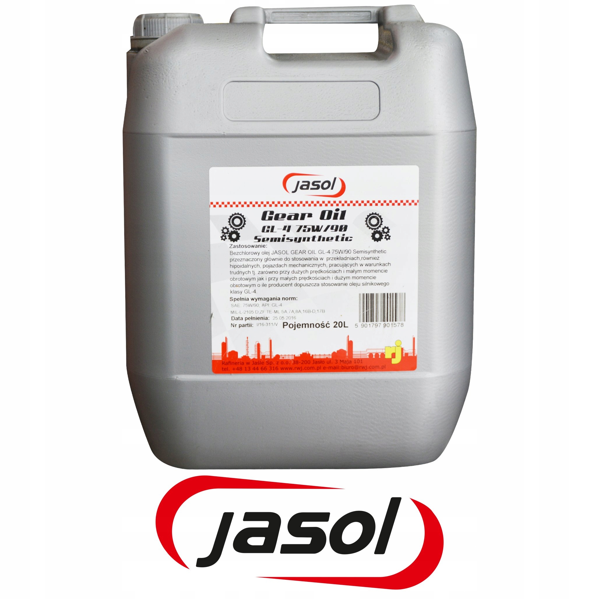 OLEJ PRZEKŁADNIOWY JASOL GL-4 75W90 - - 20 Litrów Producent Jasol