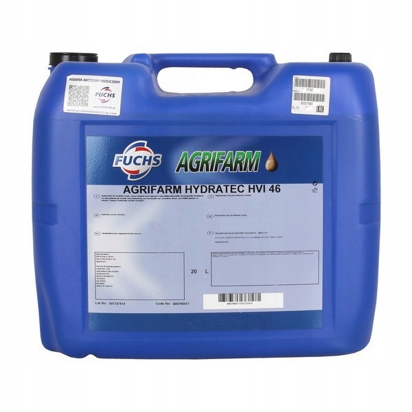 FUCHS AGRIFARM HYDRATEC HVI 46 гидравлическое масло 20л