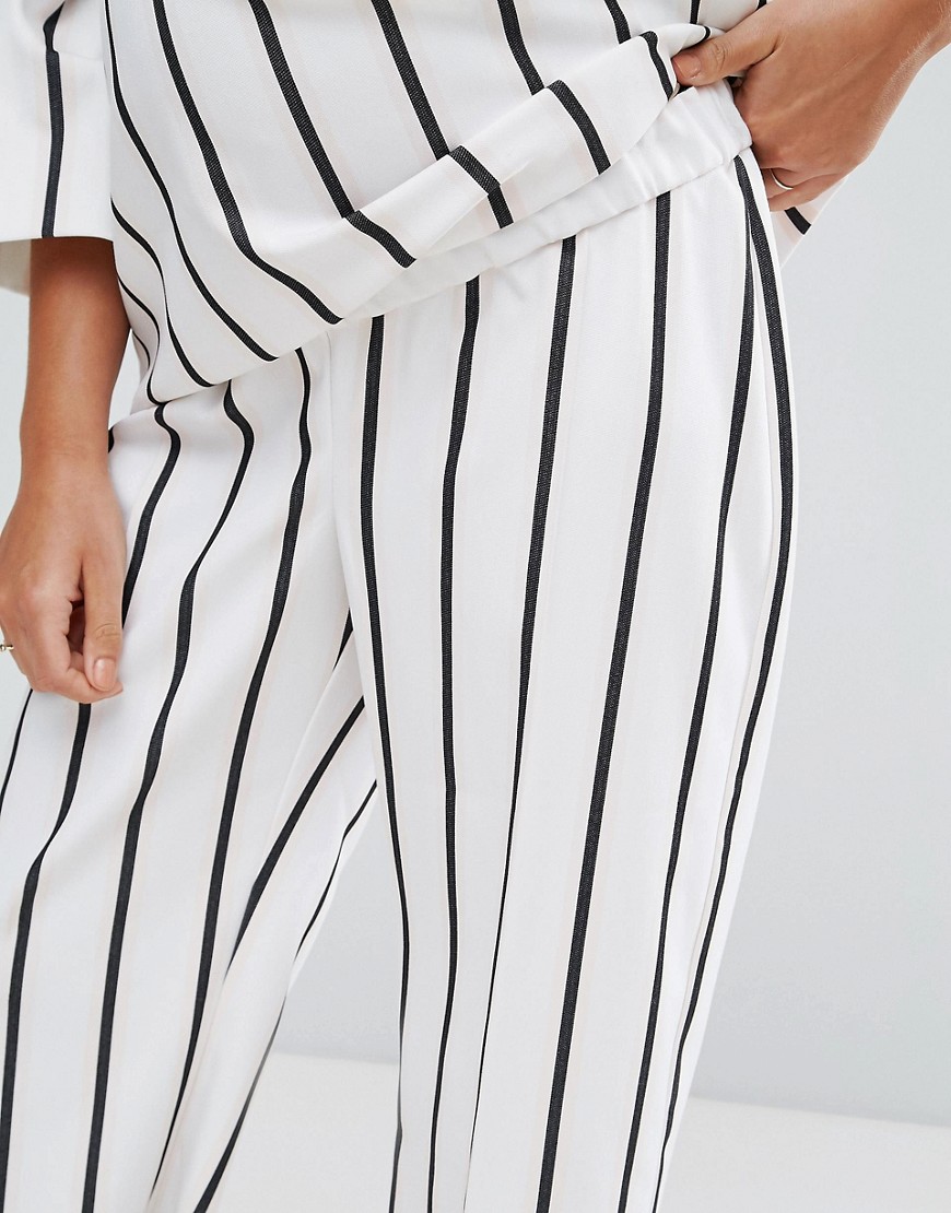 D12N007 SPODNIE SZEROKIE W PASKI MATERNITY 44 Rozmiar 44