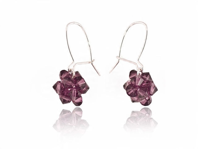 

Kolczyki srebrne Swarovski kulki fioletowe Engelke