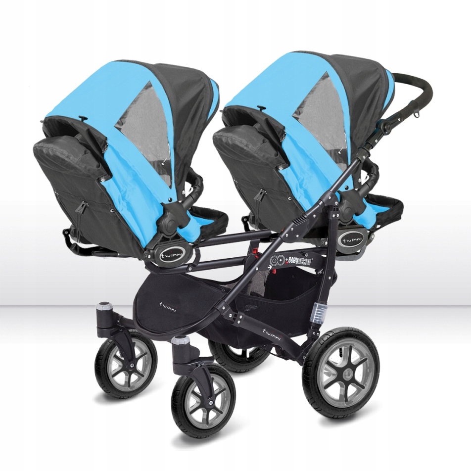 Baby Active TWINNI - Wózek bliźniaczy TWINNY 3w1 Stelaż Metalowy