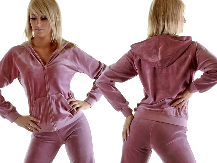 

Dresy damskie welurowe, dres damski brudny róż 4XL