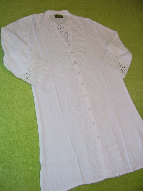 TUNIKA PLAŻOWA - S / M - GRUBA WYSZYWANA KORONKA Materiał dominujący inny