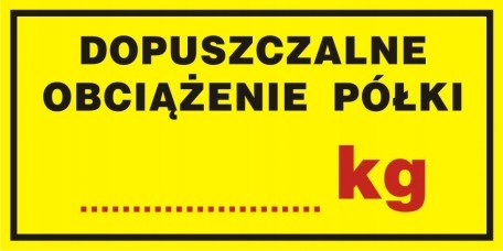 

Dopuszczalne obciążenie półki ....... kg 5x10 Pcv